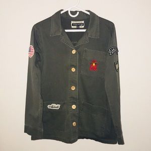 NWOT Living Doll Green Military Jacket, size large